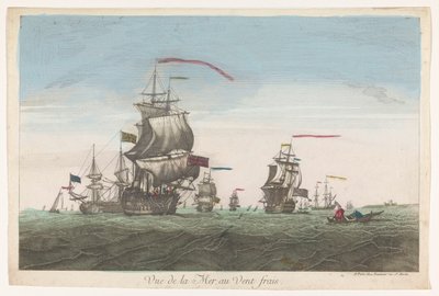 منظر البحر مع السفن والقوارب في مهب الريح Vue de la mer au vent frais (العنوان على الكائن) بواسطة جان فرانسوا دومون