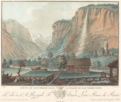 Chute de Staubbach ، dans la Vallée de Lauterbrunnen (السقوط في Staubbach في وادي Lauterbrunnen) بواسطة جان فرانسوا جانيت بعد كاسبار وولف
