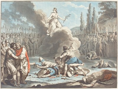 معركة هوراتي وكوراتي بواسطة Jean François Janinet after Jean Jacques François Le Barbier I