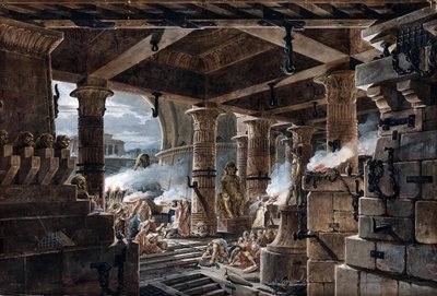 الخيال المعماري - منظر داخلي لمعبد مصري ، 1803 بواسطة جان فرانسوا توماس دي تومون
