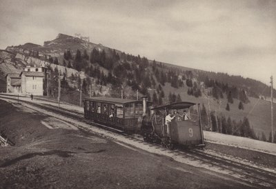 Vitznau Rigi Kulm ، سكة حديدية (b / w photo) بواسطة جين جابريل