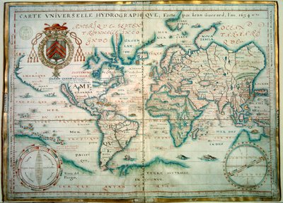 الخريطة الهيدروغرافية العالمية. مخطوطة لجان جيرارد، جغرافي فرنسي. 1734. باريس، بن بواسطة جان جيرارد