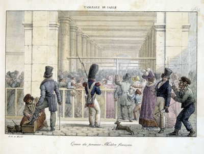 Queue au Premier Theatre Français - الطباعة الحجرية لمارليت في "" Tableaux de Paris " بواسطة جان هنري مارليت