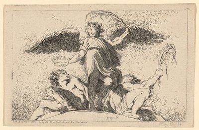 ملاك يحمل نخلة وتاج بواسطة جان أونوريه Fragonard بعد أنيبال كاراتشي