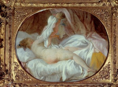 الشبقية: "" خلع القميص "" "شابة تخلع قميصها بمساعدة حب. رسم جان أونوريه فراجونارد (1732-1806) قبل عام 1778. 0،35x0،42 م. بواسطة جان هونوري فراجونارد
