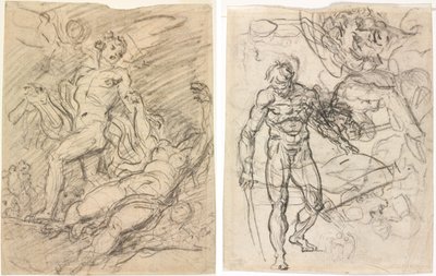 Orpheus و Eurydice (وجه الصفحة) ؛ دراسات الشكل (ظهر) بواسطة Jean-Honore Fragonard