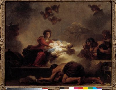عبادة الرعاة لوحة جان أونوريه فراغونارد (1732-1806). القرن ال 18. خافت. 0،73x0،93 م. بواسطة جان هونوري فراجونارد