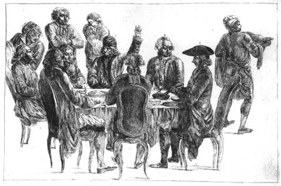 الفلاسفة في العشاء ، ج .1775 بواسطة جين هوبر