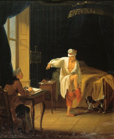 استيقظ فولتير في فيرني ، حوالي عام 1772. بواسطة جين هوبر