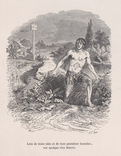 بعيدًا عن كل مساعدة وبدون سراويل ، على شاطئ مهجور من البؤس الصغير في H ... ، 1843. بواسطة جان إغنايس إيسيدور جيرار