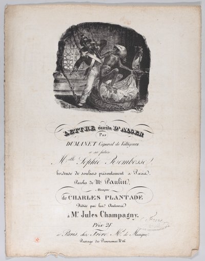 رسالة مكتوبة من الجزائر ، كاليفورنيا. 1835. بواسطة جان إغنايس إيسيدور جيرار