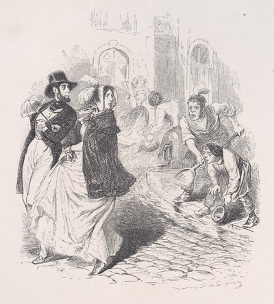 فقط في كل مكان توجد صنابير المياه ، وعلب الري من أي شكل ، والمجارف والأواني من أي حجم ... ، 1843. بواسطة جان إغنايس إيسيدور جيرار