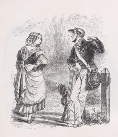 الصياد و Milkmaid من الأعمال الكاملة ل Béranger ، 1836. بواسطة جان إغنايس إيسيدور جيرار