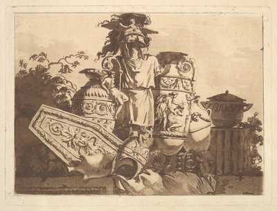 التكوين مع الآثار ، من Recueil de Compositions par Lagrenée Le Jeune Colle ... ، 1782-84. بواسطة جان جاك لاغريني