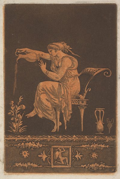 امرأة شابة رايات ، جالسة ، تسقي ... ، كاليفورنيا. 1784. بواسطة جان جاك لاغريني