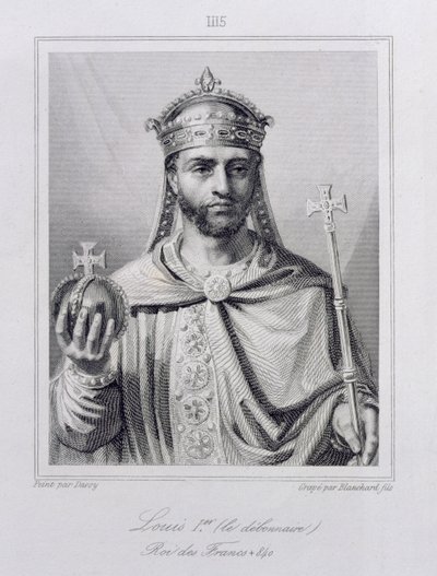 لويس الأول "التقوى" (778-840) الإمبراطور الروماني المقدس ، المنقوش بواسطة بلانشارد بواسطة جان جوزيف داسى