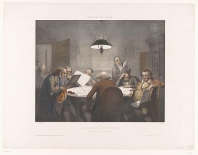 خزانة القراءة مع رجال القراءة على طاولة مستديرة Le Cabinet de Lecture / The Reading Club / Das Lesec Cabinet (العنوان على الكائن) متحف الضحك (عنوان السلسلة) Le Musée des rieurs (عنوان المسلسل على الكائن) بواسطة فرانسوا لويس كاتير