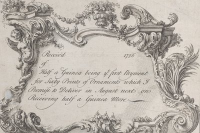 بطاقة تجارية لـ Frazer، Army Printer، stationer and Bookbinder، 1736. بواسطة جان لاروك