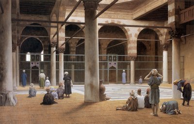 Interieur de mosquee en 1870 par معرض جان ليون جيروم للفنون التذكارية بجامعة روتشستر بواسطة جان ليون جيروم