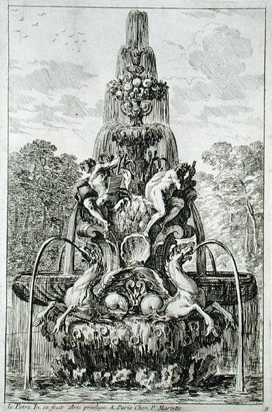 نافورة من "النوافير والنوافير على الطراز الإيطالي" ، نُشرت عام 1661 (نقش) بواسطة جان ليبوتر