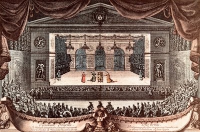 "Le sick imaginaire" (الخيال غير صالح) لجين بابتيست بوكلين دي موليير في فرساي (نقش ملون) بواسطة جان ليبوتر