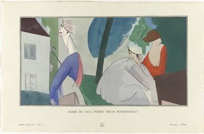 جازيت دو بون تون ، 1914 - رقم. 6 ، رر. 56: Robes de Paul Poiret حسب Boussingault (العنوان على الكائن) بواسطة مجهول