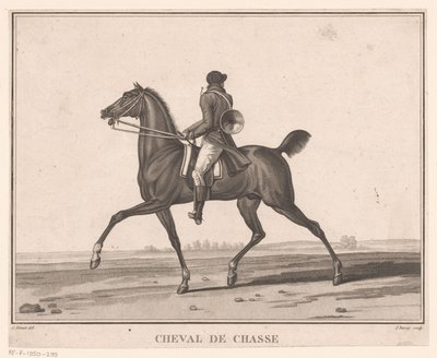 راكب على ظهور الخيل مع قرن الصيد Cheval de Chasse (العنوان على الكائن) Sujets de chevaux (عنوان المسلسل) بواسطة جان لويس دارسيس