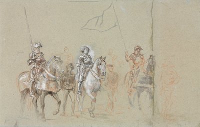 جان دارك، حوالي عام 1889 (جرافيت، طباشير أحمر، طباشير أحمر، غواش أبيض وأسود) بواسطة جان لويس إرنست ميسونييه