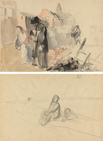 منطقة معاد احتلالها (وجه الصفحة) شكلان على طريق (ظهر) بواسطة جان لويس فورين