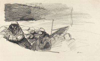 جنديين في خندق ، ج. 19141919. بواسطة جان لويس فورين