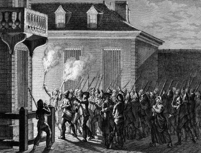 French Revolution: Paris guard by the people in the night of 12 to 13 July 1789. Engraving by Berthaut after Prior. Paris, Library of the Institute of History of Revolution بواسطة جان لويس الثاني (بعد) بريور