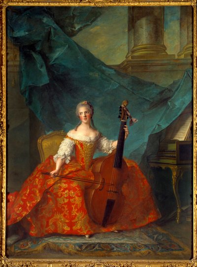 صورة مدام هنرييت دو فرانس (1727-1752) ابنة لويس الخامس عشر ، وهي تعزف على صوت الجهير - رسم جان مارك (جان مارك) ناتير (1685-1766) بواسطة جان مارك ناتييه