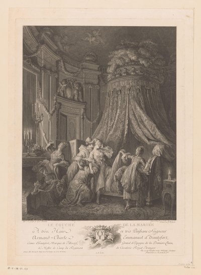 رفعت امرأة شابة إلى سريرها Le Couché de la Mariée (العنوان على الكائن) بواسطة جان ميشيل مورو