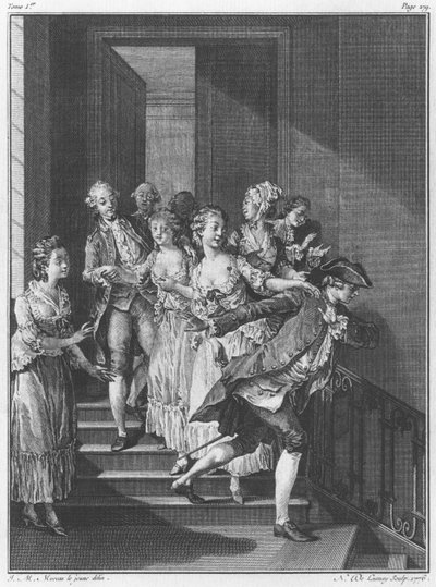 هروب Saint-Preux ، المجلد الأول ، الصفحة 279 ، رسم توضيحي من "La Nouvelle Heloise" لجان جاك روسو (1712-1778) منقوش بواسطة Noel Le Mire (1724-1800) بواسطة جان ميشيل الأصغر مورو