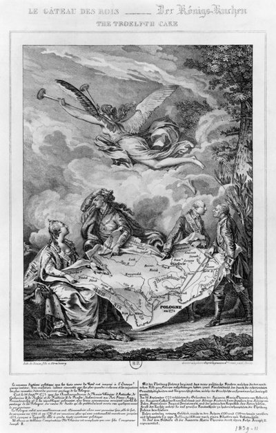 كعكة Troelfth ، التقسيم الأول لبولندا في 26 سبتمبر 1772 ، نقشها نويل لو مير (1724-1800) (ليثو) (صور من وزن الجسم) بواسطة جان ميشيل الأصغر مورو