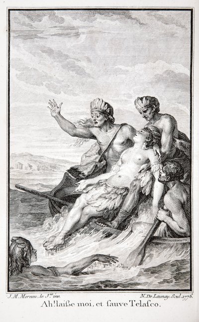 آه! اتركيني ، واحفظي Telasco! ، رسم توضيحي من "الأنكا ، أو تدمير إمبراطورية بيرو" بقلم جان فرانسوا مارمونتيل ، نقشه نيكولاس ديلاوناي بواسطة جان ميشال الأصغر (بعد) مورو