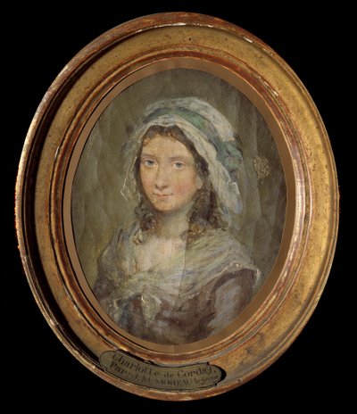 صورة لشارلوت كورداي (1768-1793) لوحة لمورو لو جون (1741-1814) 1793. بواسطة جان ميشيل الأصغر مورو