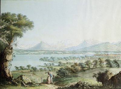 منظر لمونت بلانك مع جنيف في المقدمة ، محفور بواسطة جان فيليب لينك الثاني (1770-1812) وجاكوب فيليب هاكيرت (1737-1807) بواسطة جان فيليب الثاني لينك