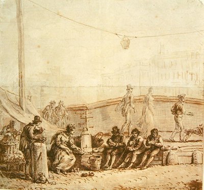 بائع القهوة على بونت نيوف ، 1819 بواسطة جان بيير نوربلين