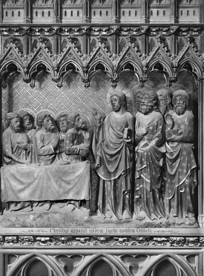 كاتدرائية ، من الداخل ، شاشة جوقة ، يسوع المسيح يظهر في جبل الزيتون ، c.1340-51 (حجر متعدد الألوان) بواسطة جان وجان لو بوتيلييه رافي
