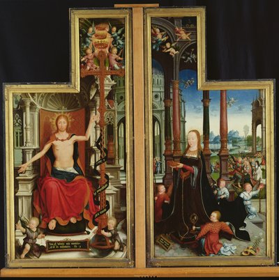 Polyptych لتمجيد الثالوث الأقدس ، لوحات تصور المسيح وعرش والعذراء ، 1509-15 بواسطة جان الأكبر Bellegambe