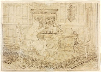 رسم تخطيطي ل "لاعبي الشطرنج" بواسطة جيفرسون ديفيد شالفانت