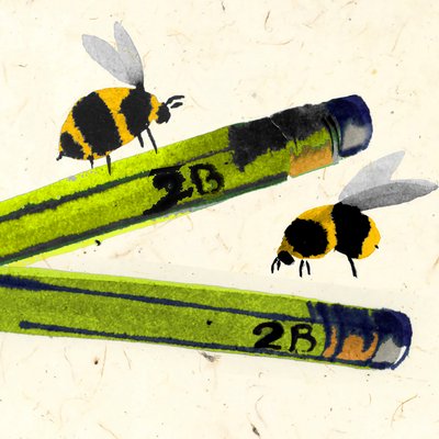 2 ب أو لا 2 نحلة (ألوان مائية) بواسطة جيني فرين