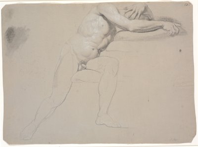 نموذج جالس ، مع دعم الرأس والذراعين على الوسائد ؛ لم ينته الرسم بواسطة Jens Juel