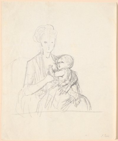 مسودة لصورة الكونتيسة صوفي ماجدالين رابين ، ني فون كولين مع ابنها الأكبر ، المولود عام 1784 بواسطة Jens Juel
