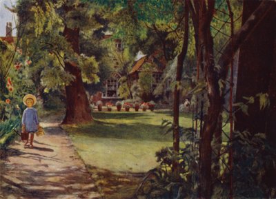 Kelmscott House, The Garden, looking from the River (colour litho) بواسطة جيسي ماكجريجور
