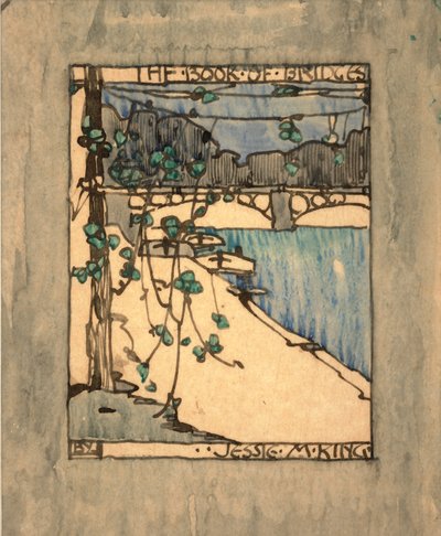 واجهة كتاب "كتاب الجسور" حوالي عام 1911 (ألوان مائية وحبر على ورق) بواسطة جيسي ماريون كينج