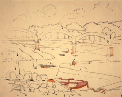 رسم توضيحي لـ "كتاب الجسور" حوالي عام 1911 (ألوان مائية وحبر على ورق) بواسطة جيسي ماريون كينج