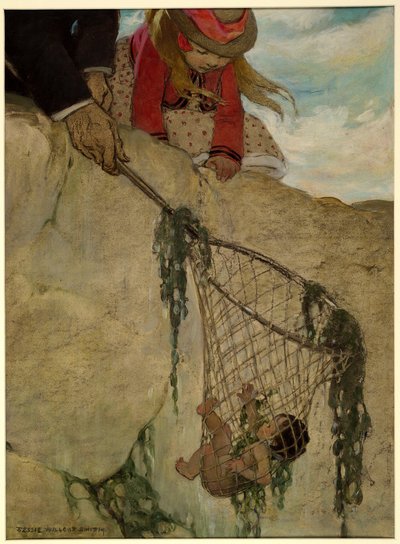 لقد شعر أن الشبكة ثقيلة جدًا ، من حانة The Water Babies لتشارلز كينجسلي. 1916 (لون ليثو) بواسطة جيسي ويلكوكس سميث