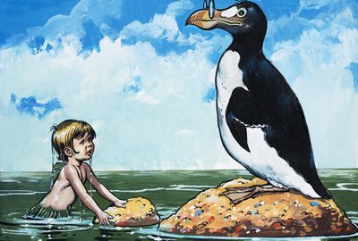 صبي وطيور جارف، رسم توضيحي من "أطفال الماء" لتشارلز كينجسلي (غواش على ورق) بواسطة يسوع بلاسكو